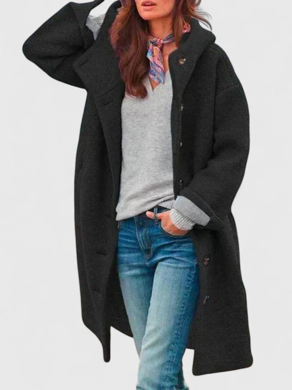 Dinah | Hooded Button-Front Wool Coat