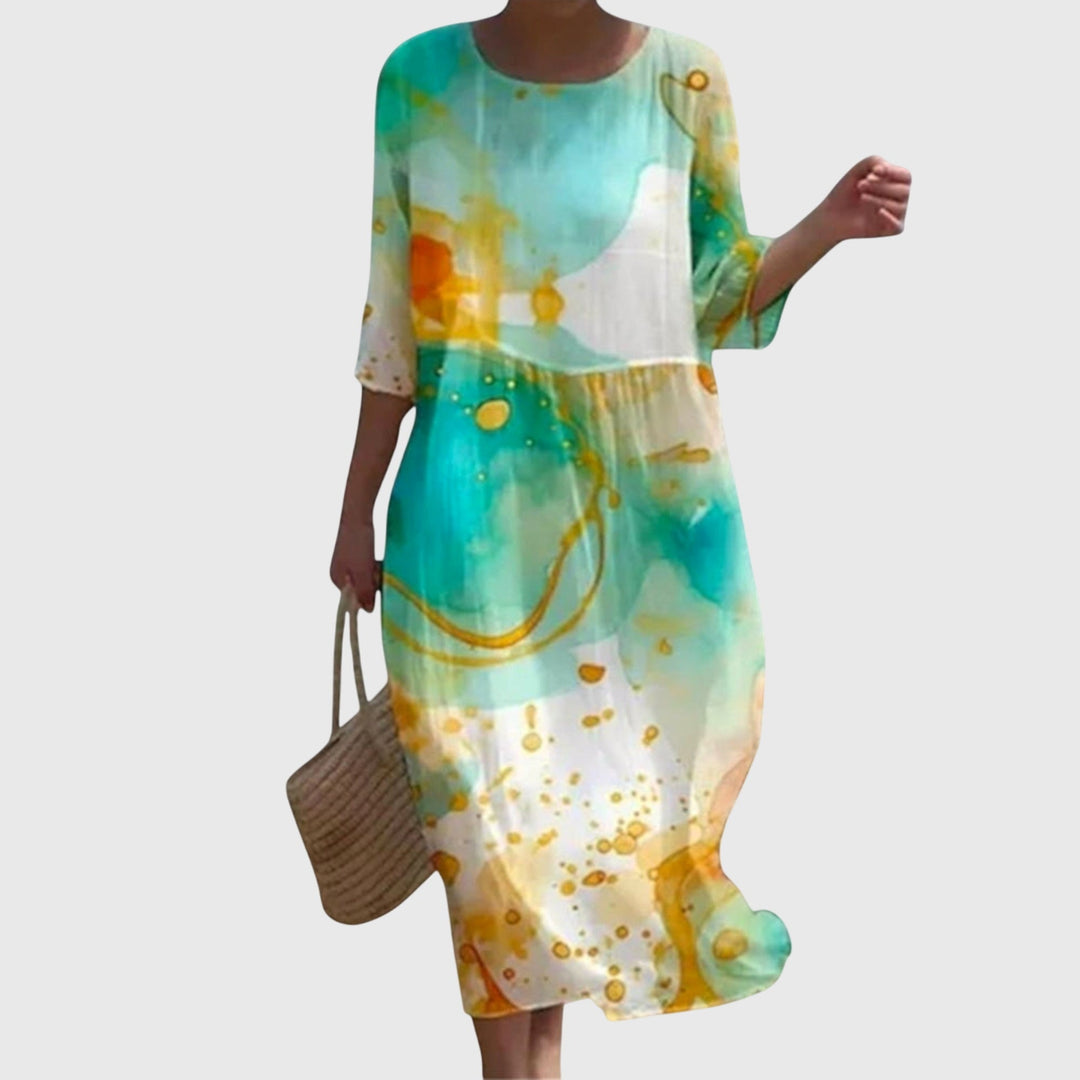 Bellarosa | Floral Midi Dress with 3/4 Sleeves