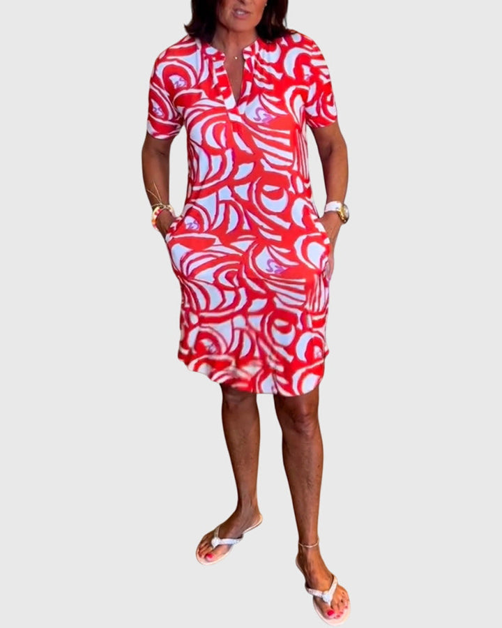 Yvaine | Abstract Print Shirt Dress with Pockets