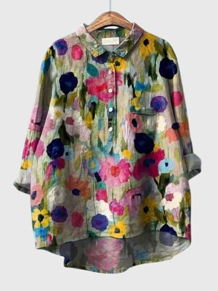 Winona | Floral Print Collared Button-Up Blouse