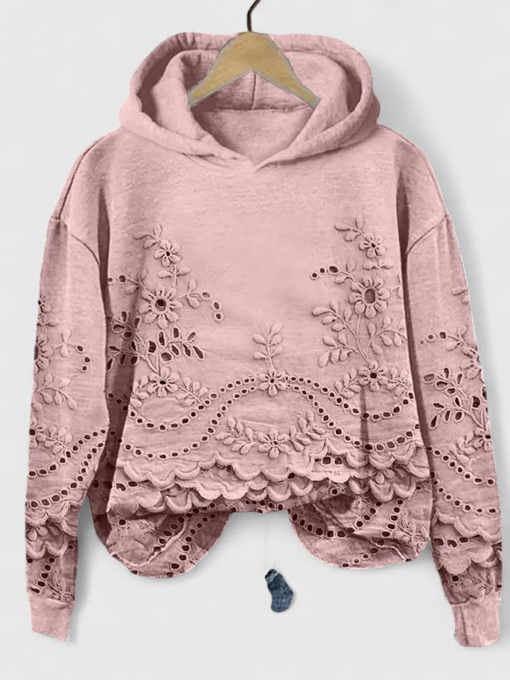Lena | Floral Embroidered Eyelet Lace Hoodie