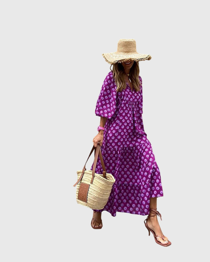 Fleurine | Floral Print Boho Maxi Dress Long Sleeve