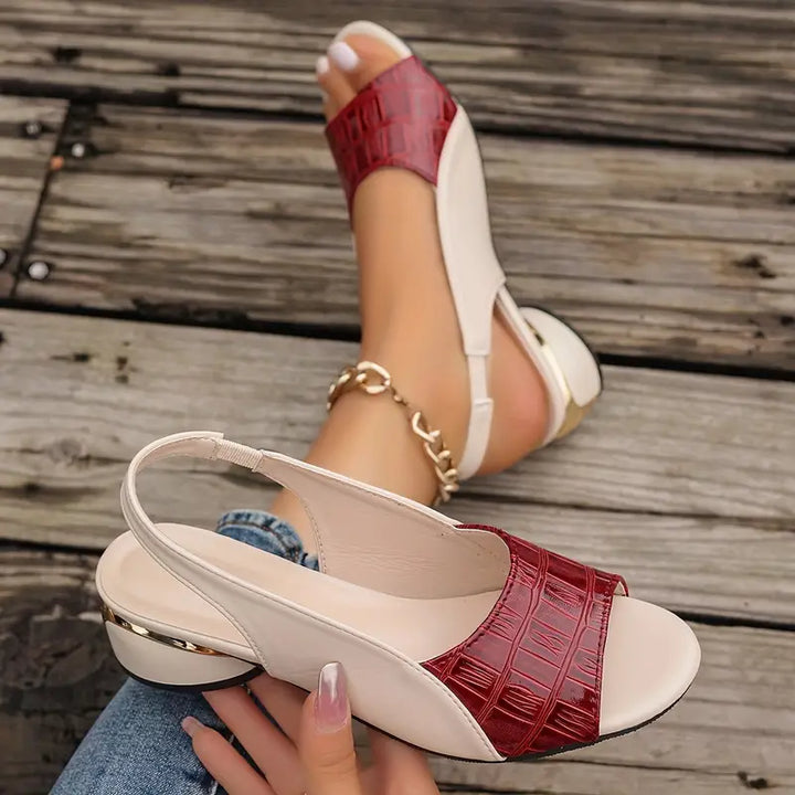 Ann | Croc-Embossed Slingback Wedge Sandals