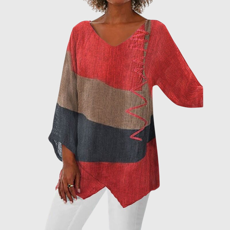 Rory | Colorblock Tunic Top with V-Neck