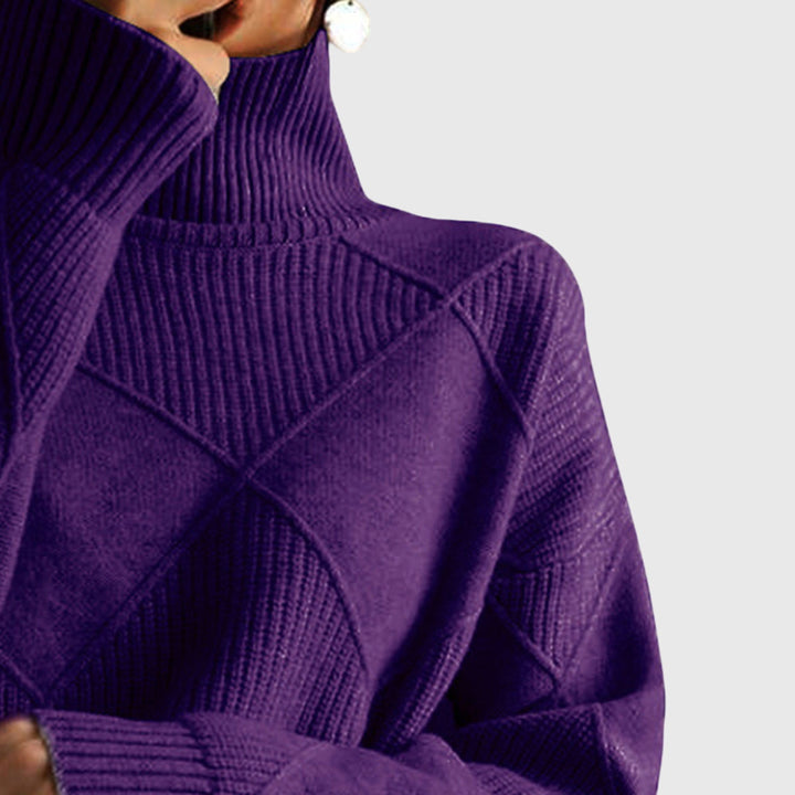 Neve | Geometric Knit Turtleneck Sweater with Long Sleeves