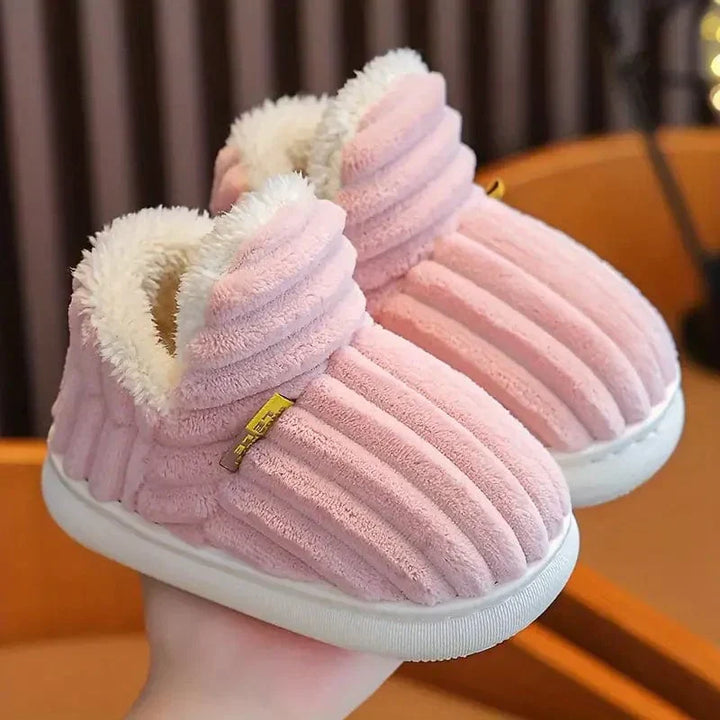 Amberly | Corduroy Faux Fur Slippers with Plush Lining