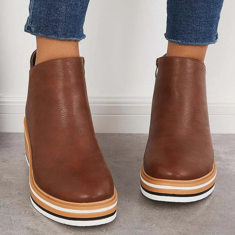 Rosa | Closed Toe Wedge Ankle Boots with Zipper