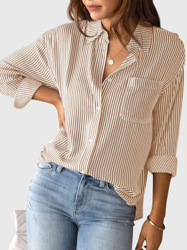 Irene | Striped Button Up Shirt with Collar