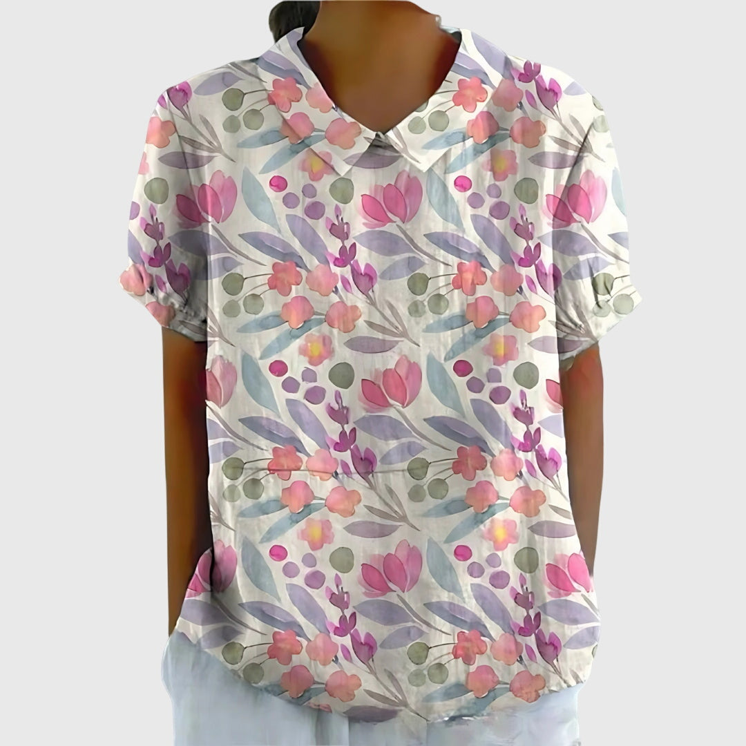 Morag | Floral Print Blouse with Collar