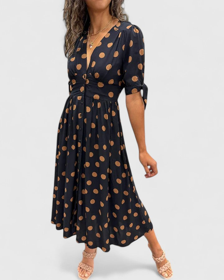Vivienne | Polka Dot Midi Dress