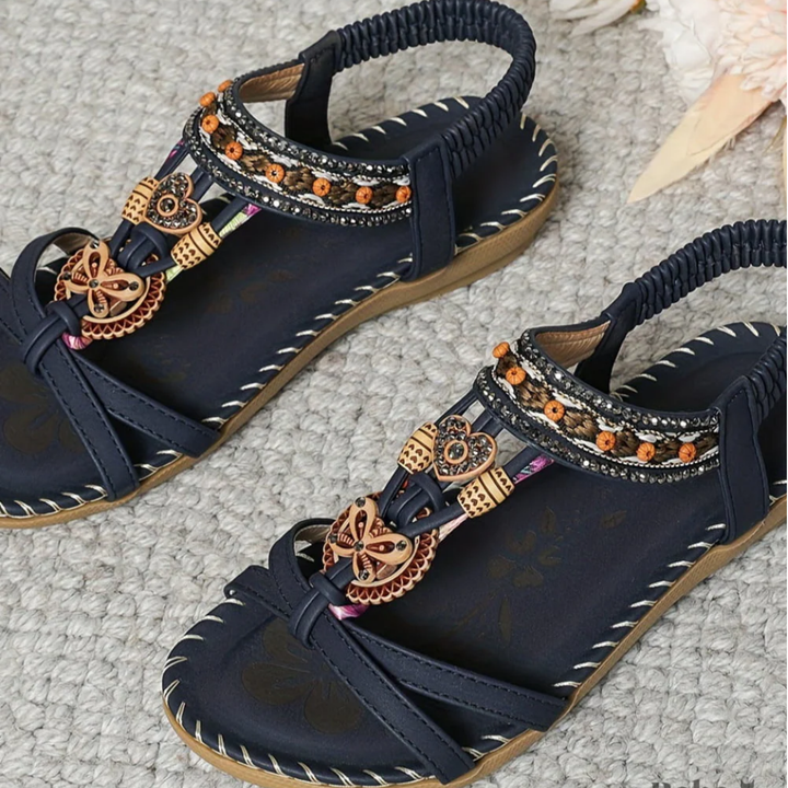 Lillie | Bohemian Embellished Flat Sandals with Rhinestones