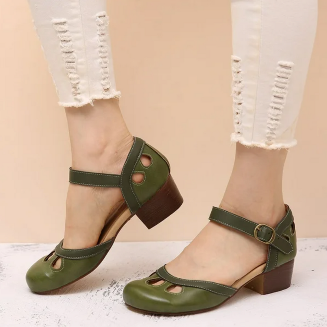 Ketty | Cutout Mary Jane Flats with Ankle Strap