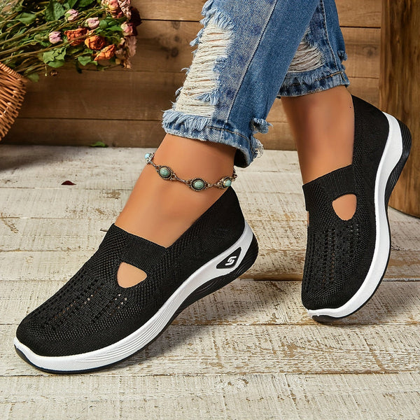 Juana | Knit Slip-On Wedge Sneakers with Cutouts