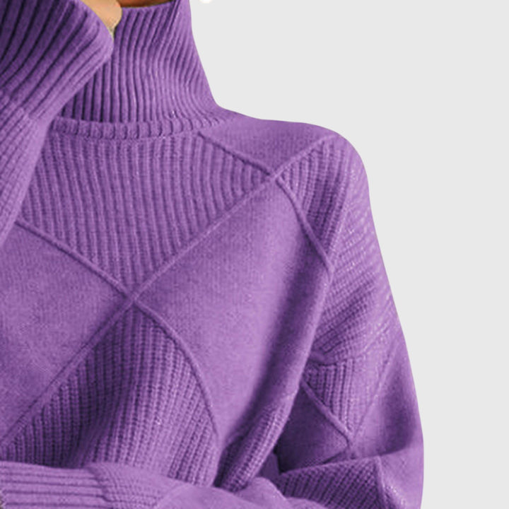 Neve | Geometric Knit Turtleneck Sweater with Long Sleeves