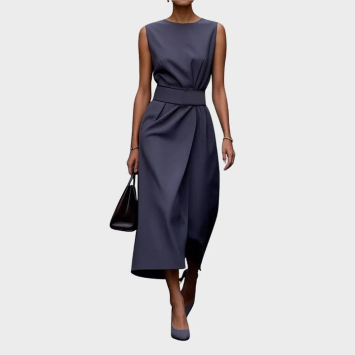 Maelys | Sleeveless Midi Dress with Belted Waist