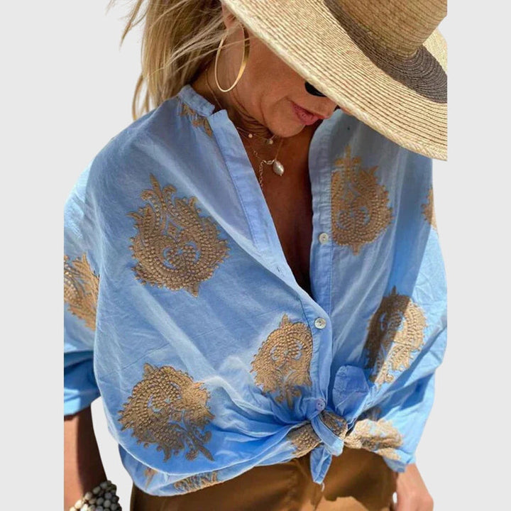 Perpetua | Paisley Print Button-Up Blouse