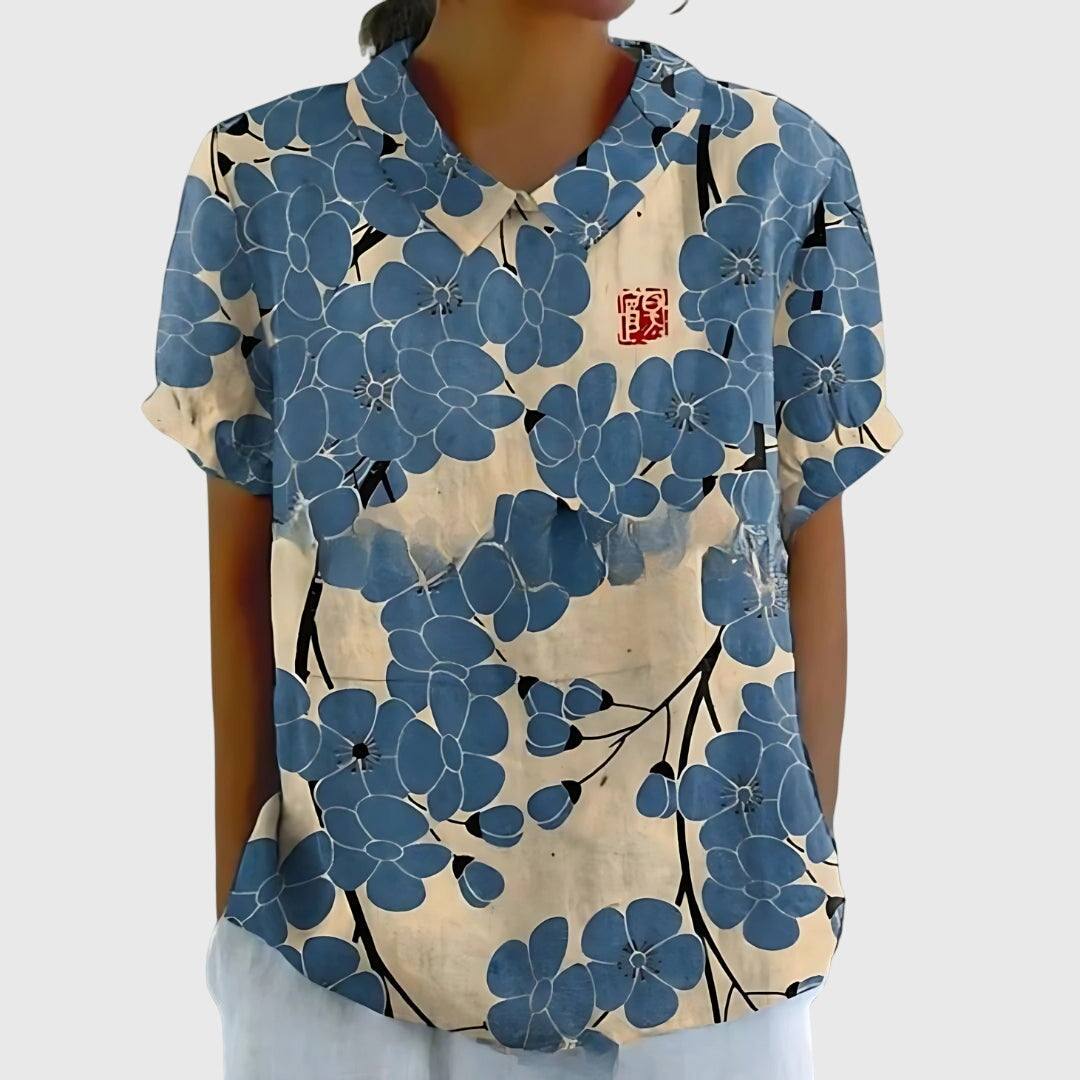 Morag | Floral Print Blouse with Collar
