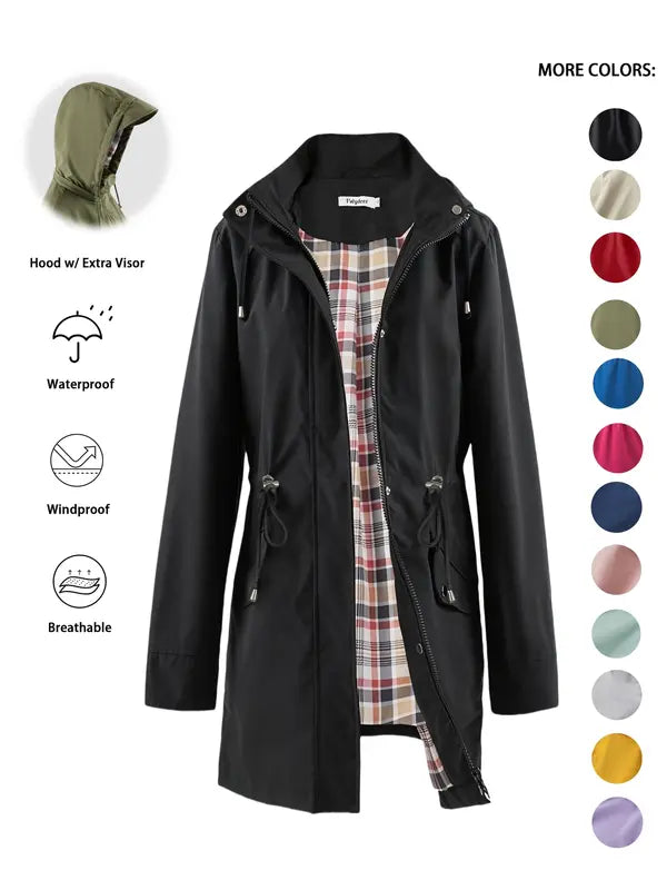 Haven | Hooded Waterproof Rain Jacket with Drawstring Waist