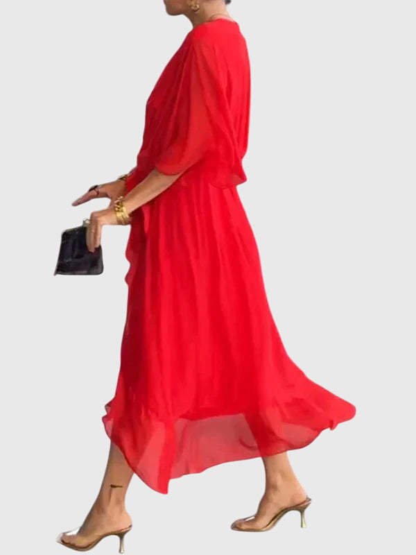 Celine | Flowy Empire Waist Dress with Belt