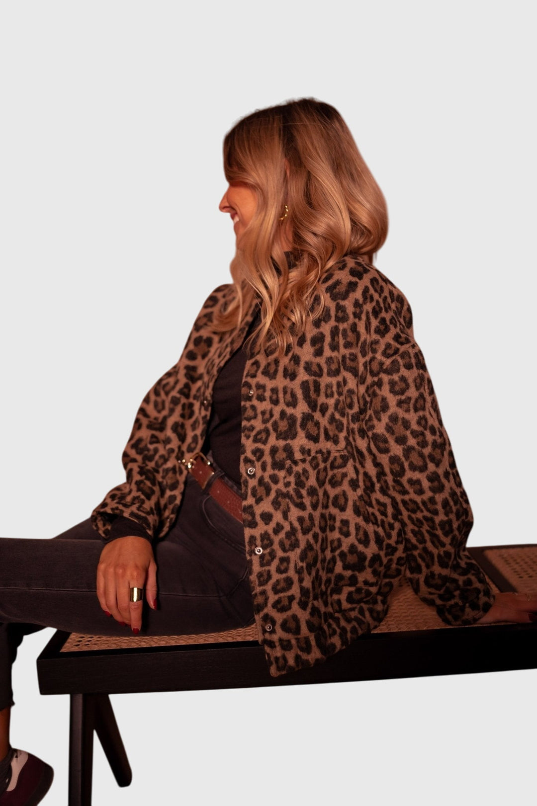 Hope | Brown Leopard Print Coat with Buttons