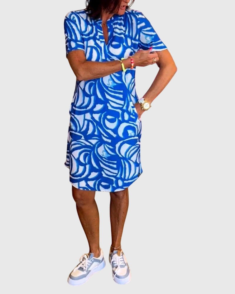 Yvaine | Abstract Print Shirt Dress with Pockets