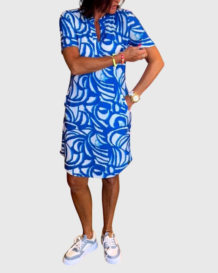 Yvaine | Abstract Print Shirt Dress with Pockets