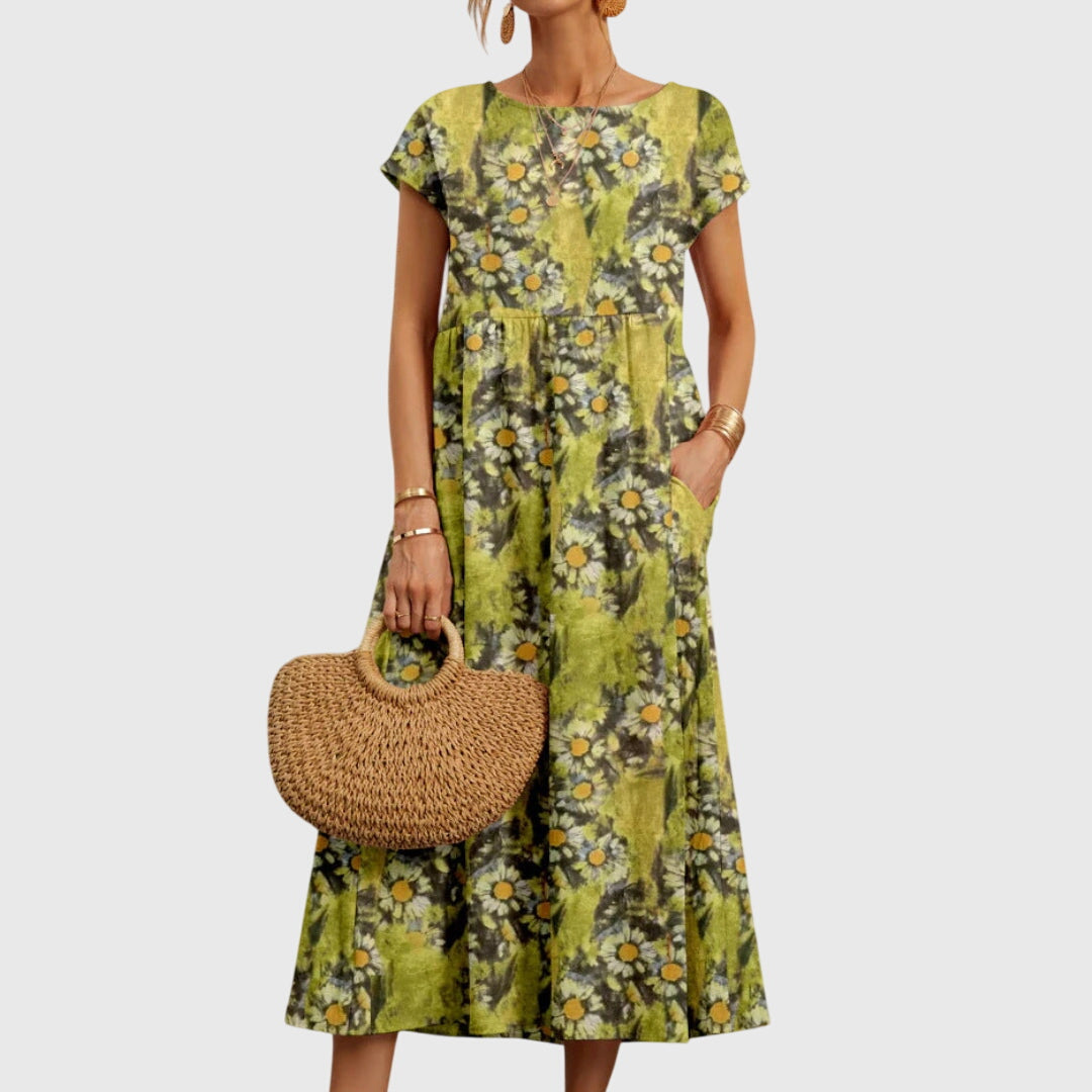 Romina | Floral Empire Waist Midi Dress