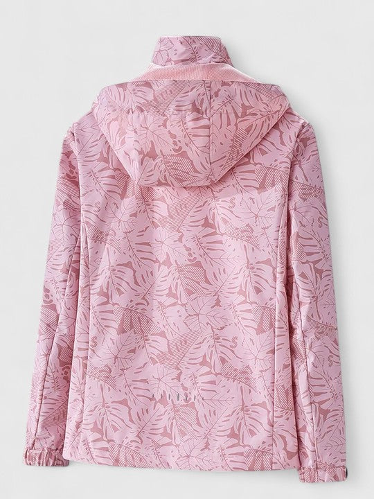 Minka | Tropical Leaf Print Waterproof Jacket Hooded