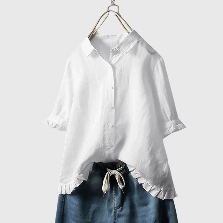 Floriana | Ruffled Hem Button Up Shirt