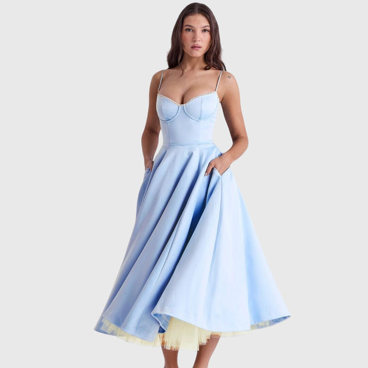Cleopatraia | Sweetheart Neckline Empire Waist Midi Dress