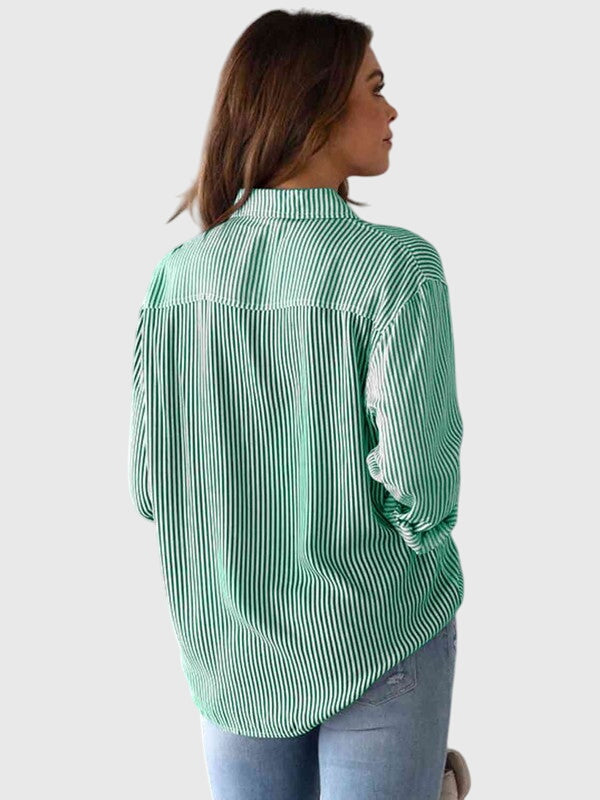 Irene | Striped Button Up Shirt with Collar
