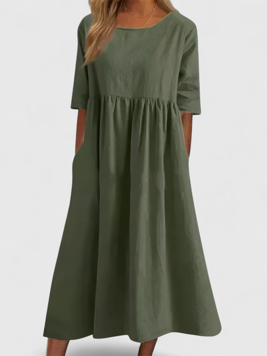 Bexley | Empire Waist Midi Dress with Pockets