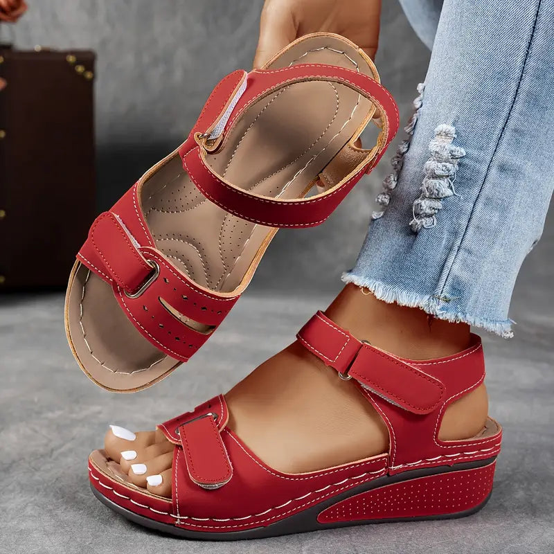 Rhoda | Wedge Sandals with Velcro Straps