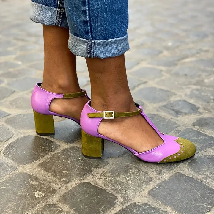 Tiana | Closed-Toe T-Strap Block Heels