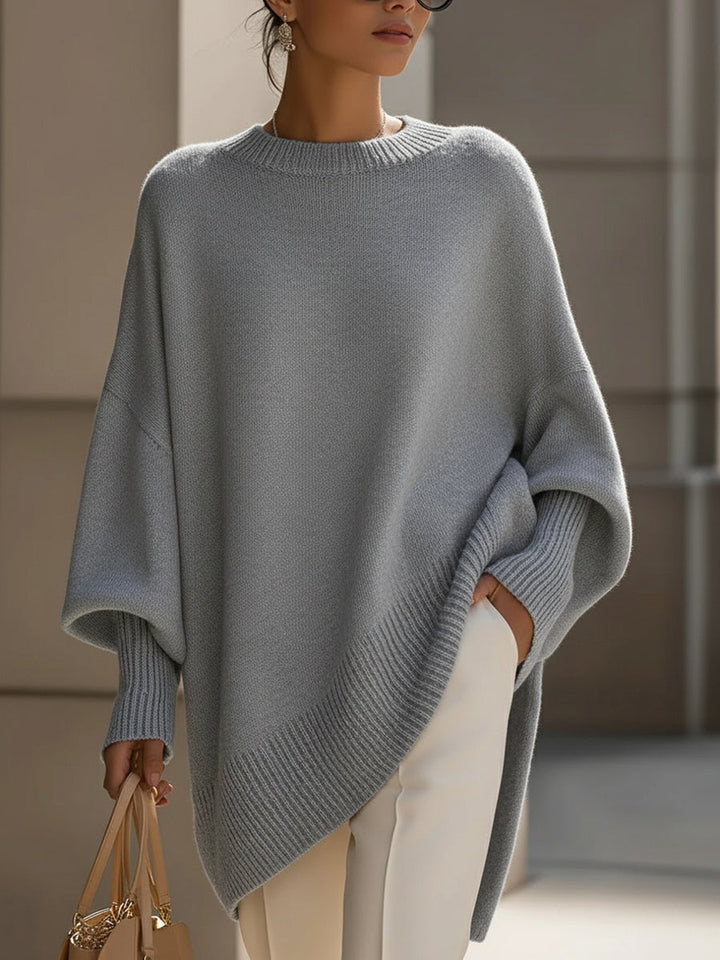 Amina | Oversized Poncho Sweater with Batwing Sleeves