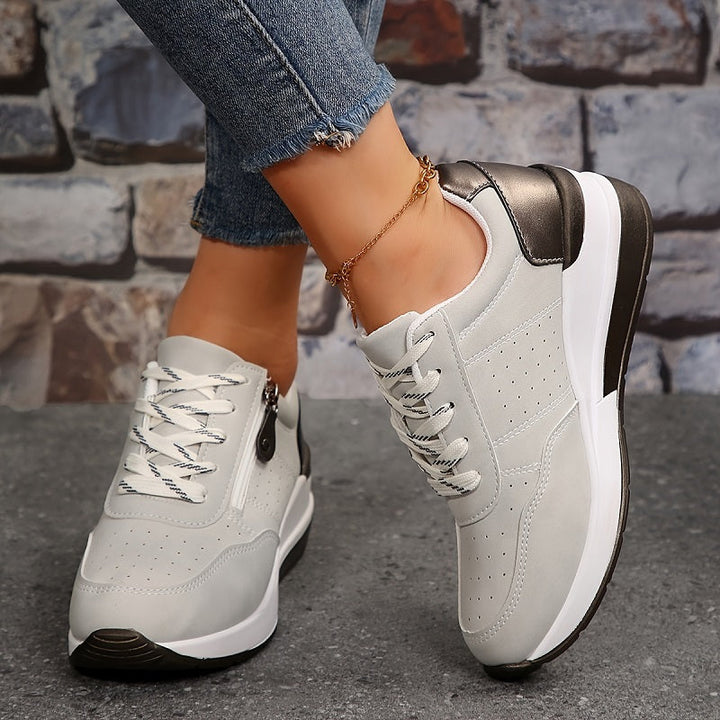 Gwen | Lace-Up Wedge Sneakers with Side Zip