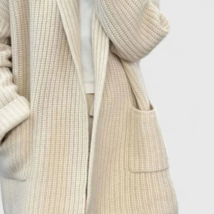 Nathalia | Cream Chunky Knit Cardigan with Pockets