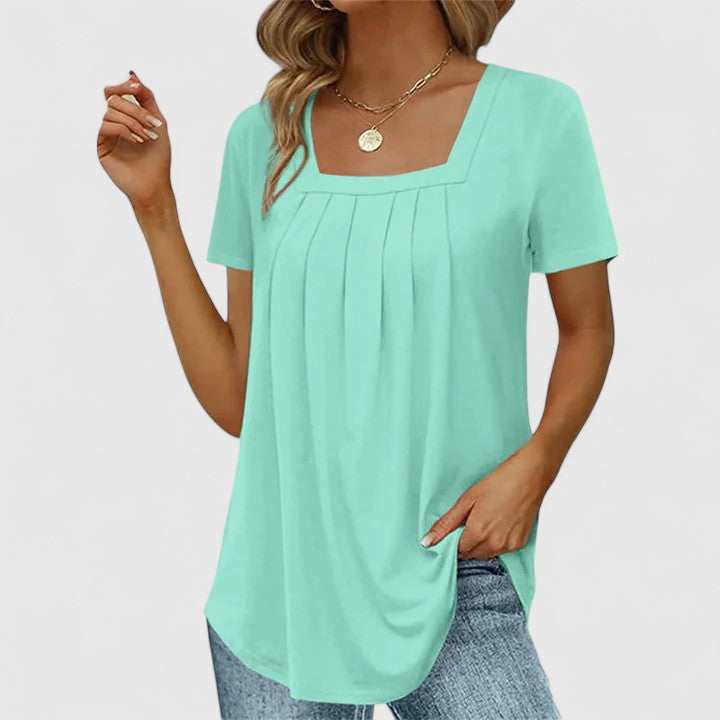 Madison | Square Neck Pleated Blouse