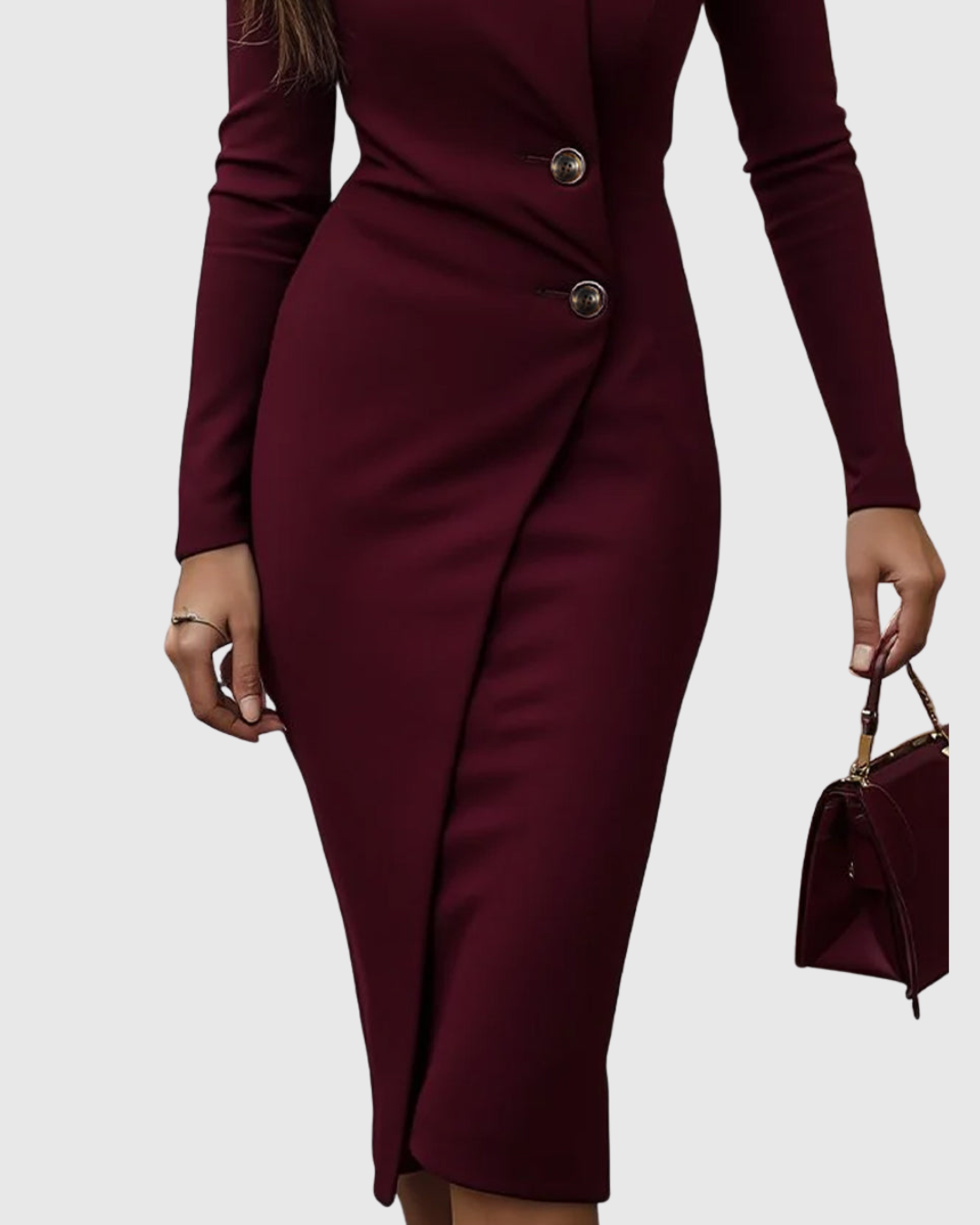 Victoria | Burgundy Wrap Midi Dress