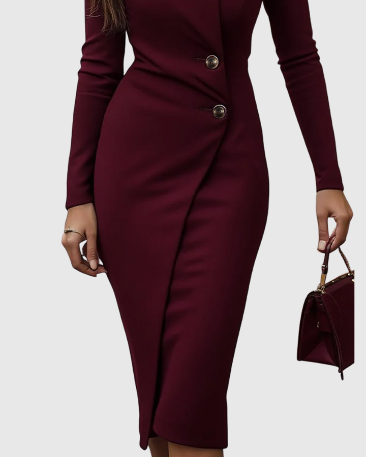Victoria | Burgundy Wrap Midi Dress