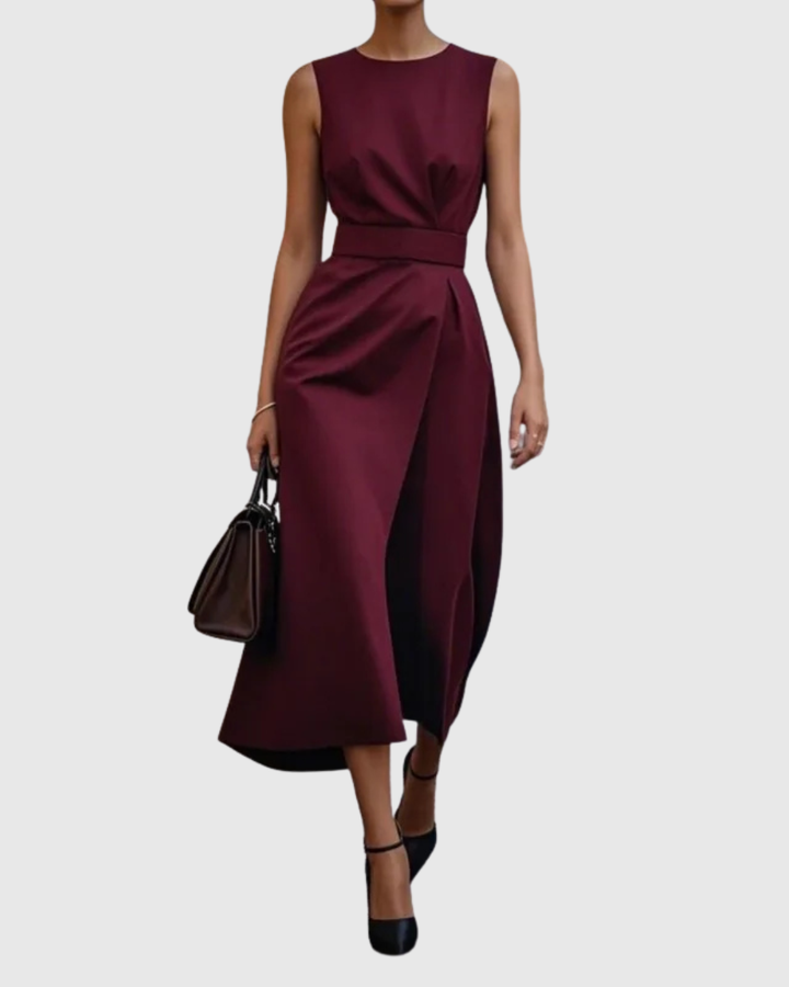 Maelys | Sleeveless Midi Dress with Belted Waist