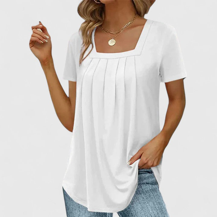 Madison | Square Neck Pleated Blouse
