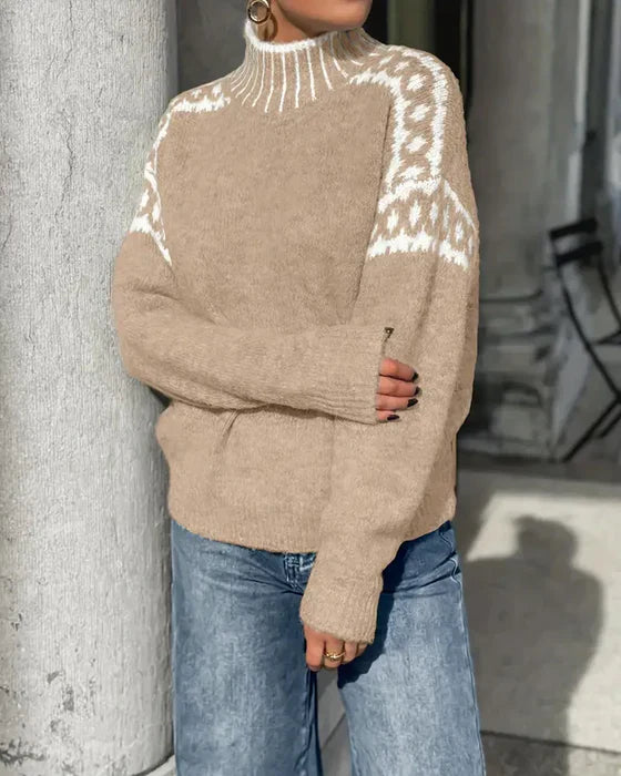 Sabrina | Fair Isle Mock Neck Sweater