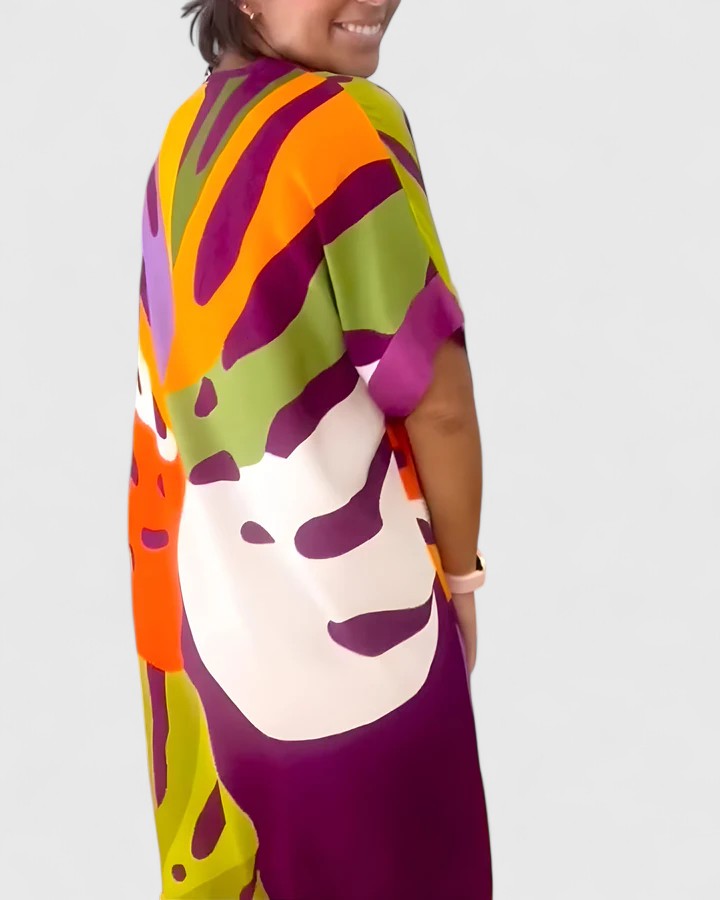 Trudy | Leaf Print Comfort Dress