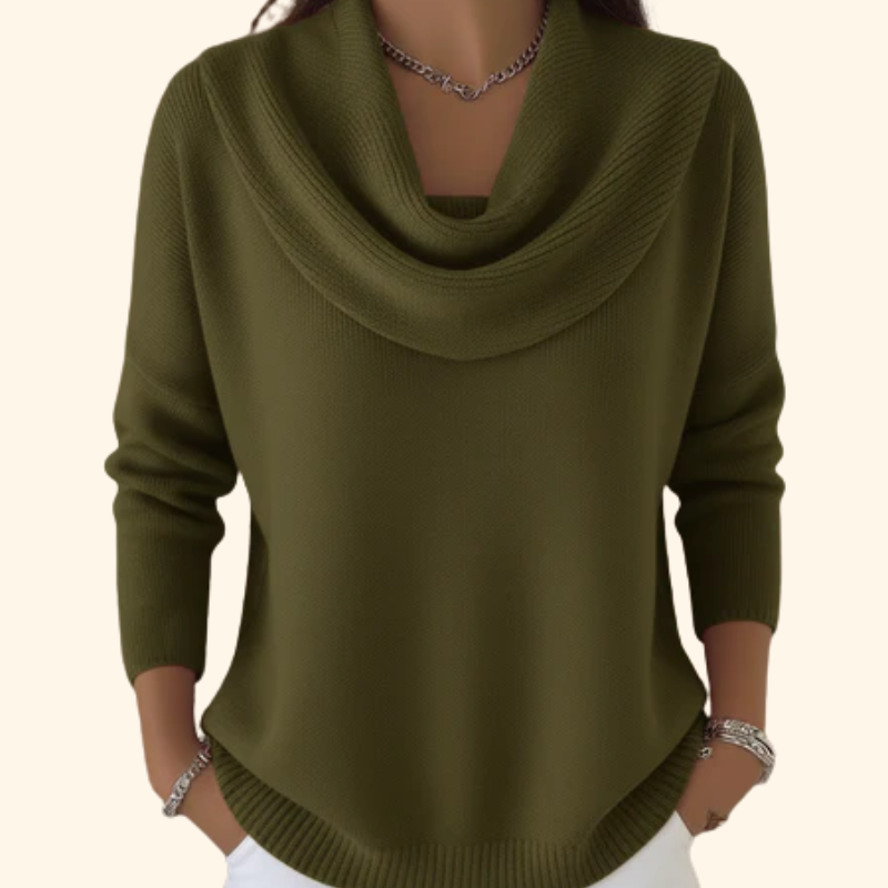 Noreen | Draped Cowl Neck Pullover Sweater