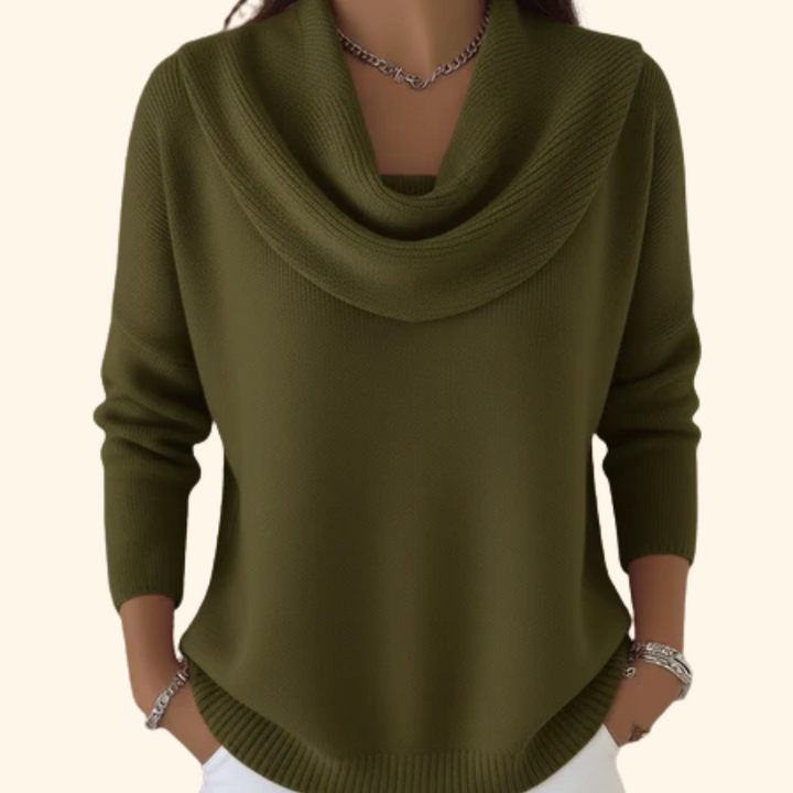 Noreen | Draped Cowl Neck Pullover Sweater