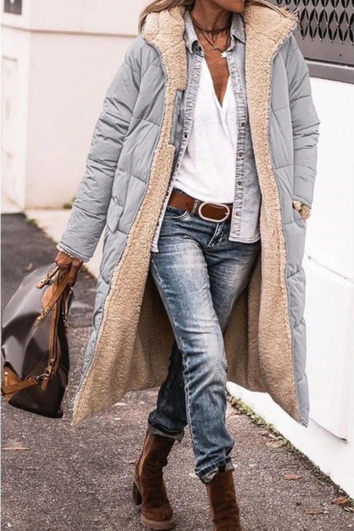 Nadine | Reversible Sherpa Lined Long Puffer Coat