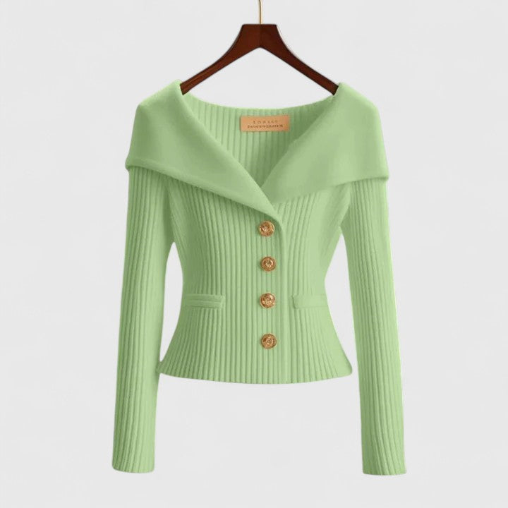 Mathilda | Ribbed V-Neck Cardigan with Buttons