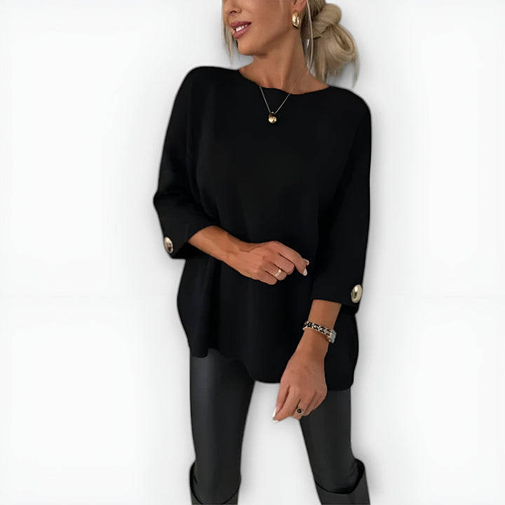Gail | Long Sleeve Sweater with Button Cuffs