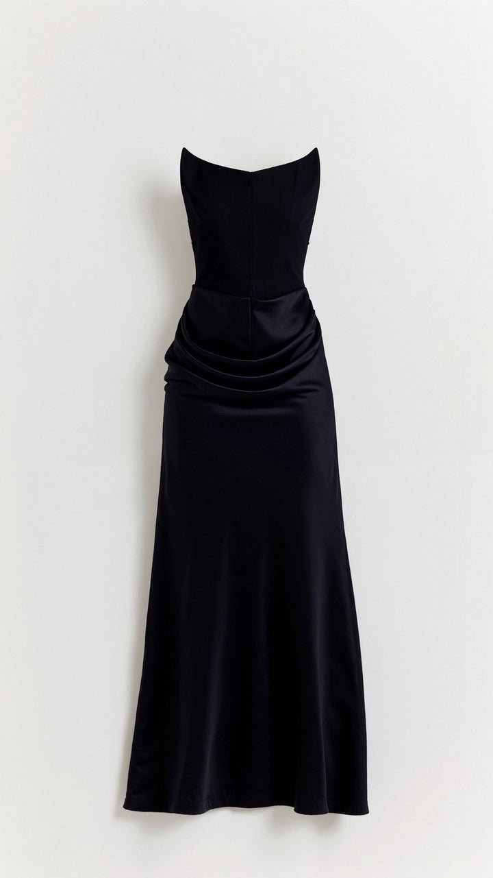 Lyra | Strapless Satin Corset Maxi Dress